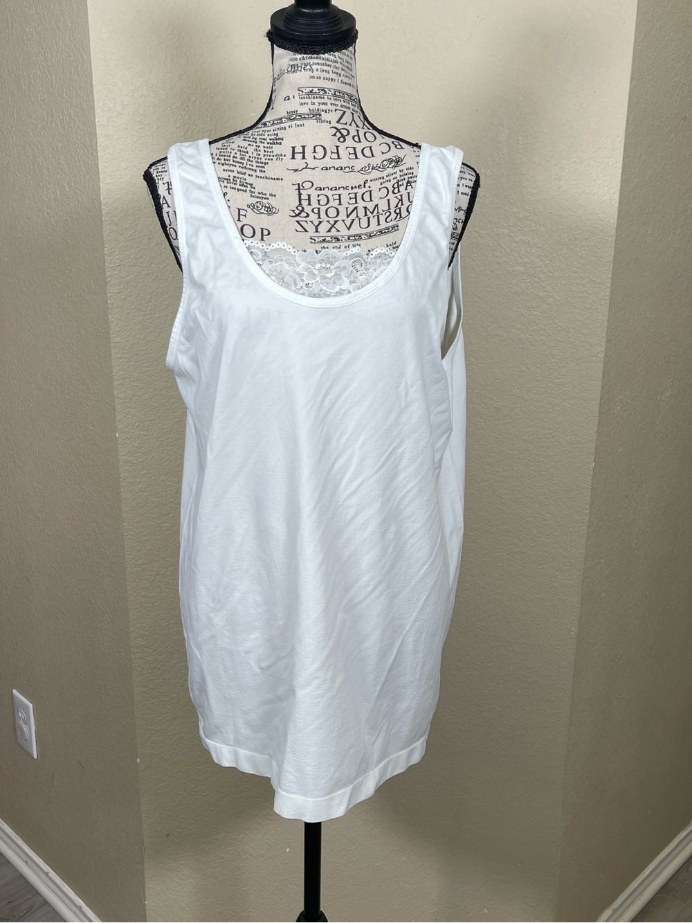 White Lace-Trim Tank Top